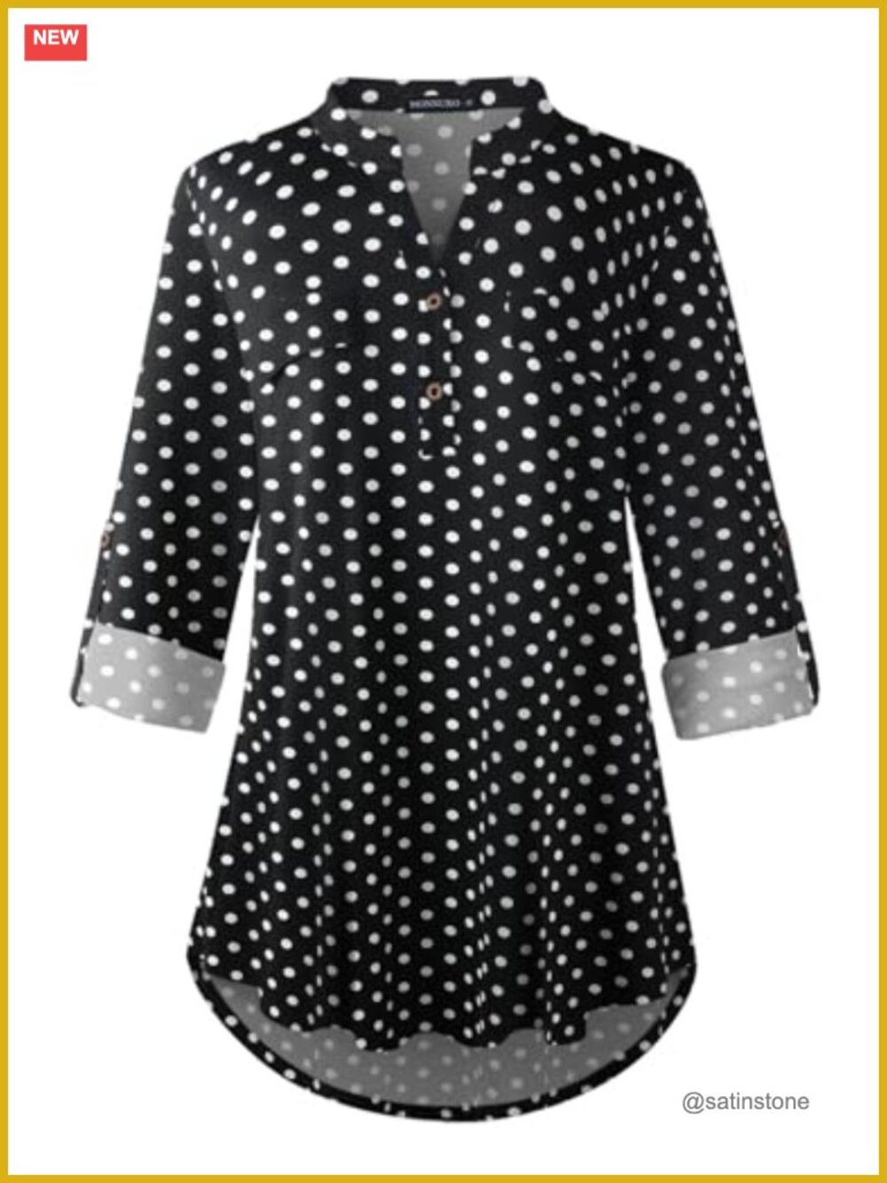 Plus Size Womens Tunic Top 3/4 Sleeve Button Down Plaid Rayon Stretch Casual